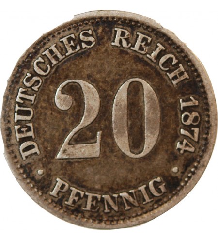 ALLEMAGNE, WILHELM I - 20 PFENNIG ARGENT 1874 A BERLIN