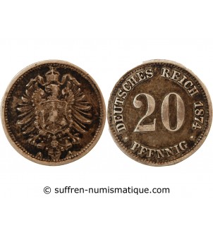 ALLEMAGNE, WILHELM I - 20 PFENNIG ARGENT 1874 A BERLIN