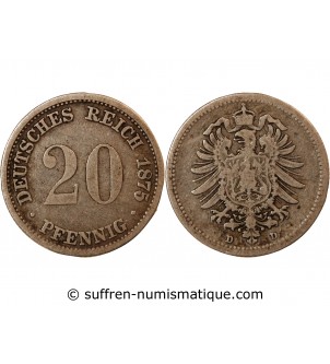 ALLEMAGNE, WILHELM I - 20 PFENNIG ARGENT 1875 D MUNICH
