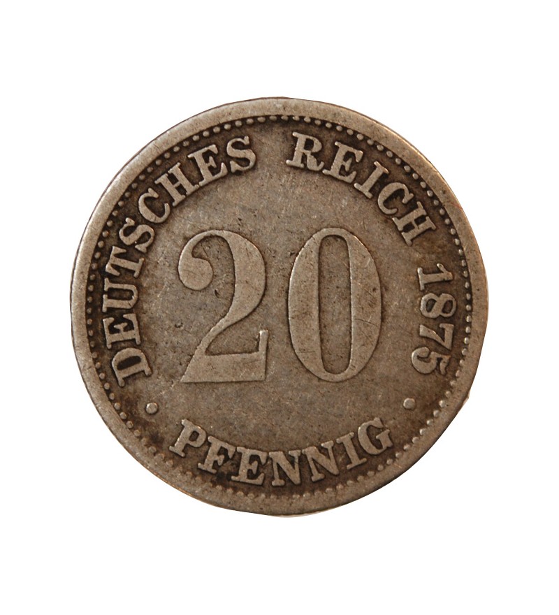 ALLEMAGNE, WILHELM I - 20 PFENNIG ARGENT 1875 D MUNICH