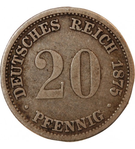ALLEMAGNE, WILHELM I - 20 PFENNIG ARGENT 1875 D MUNICH