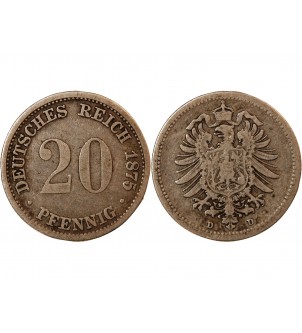 ALLEMAGNE, WILHELM I - 20 PFENNIG ARGENT 1875 D MUNICH 2