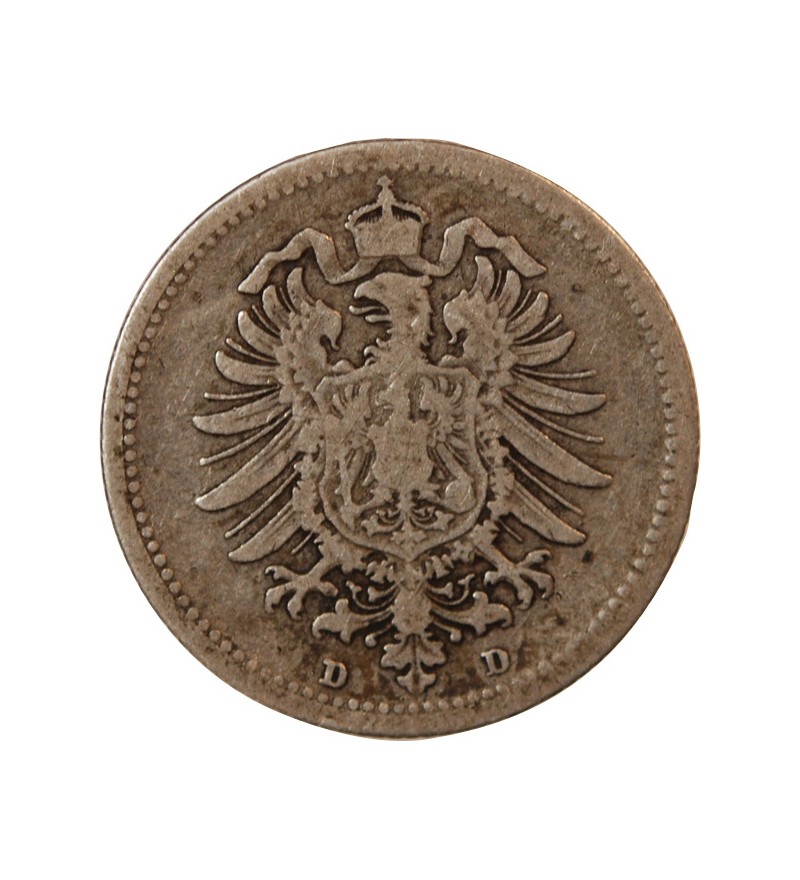 ALLEMAGNE, WILHELM I - 20 PFENNIG ARGENT 1875 D MUNICH
