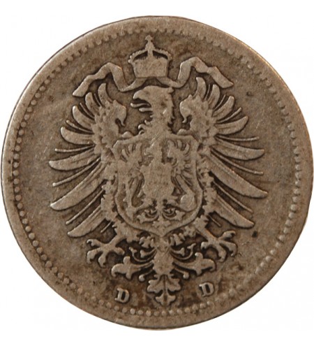 ALLEMAGNE, WILHELM I - 20 PFENNIG ARGENT 1875 D MUNICH