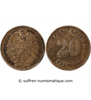 ALLEMAGNE, WILHELM I - 20 PFENNIG ARGENT 1876 D MUNICH