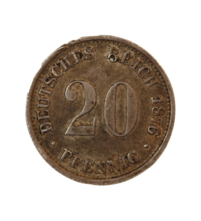 ALLEMAGNE, WILHELM I - 20 PFENNIG ARGENT 1876 D MUNICH