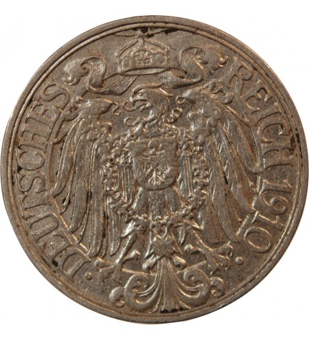 ALLEMAGNE, WILHELM II - 25 PFENNIG 1910 A BERLIN