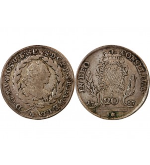 ALLEMAGNE, BAVIÈRE, MAXIMILIEN III JOSEPH - 20 KREUZER ARGENT 1767 A 2