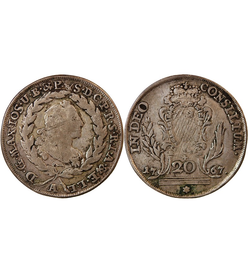 ALLEMAGNE, BAVIÈRE, MAXIMILIEN III JOSEPH - 20 KREUZER ARGENT 1767 A