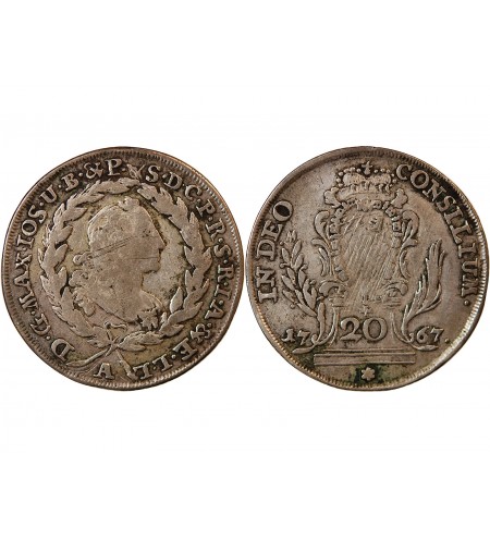 ALLEMAGNE, BAVIÈRE, MAXIMILIEN III JOSEPH - 20 KREUZER ARGENT 1767 A