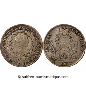 ALLEMAGNE, BAVIÈRE, MAXIMILIEN III JOSEPH - 20 KREUZER ARGENT 1767 A