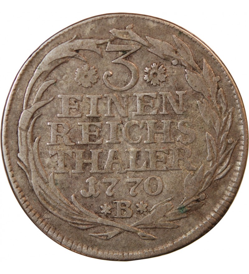 ALLEMAGNE, PRUSSE, FRIEDRICH II - 1/3 THALER ARGENT 1770 B BRESLAU