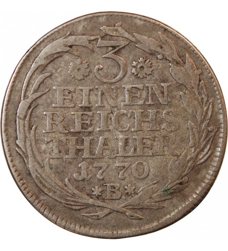 ALLEMAGNE, PRUSSE, FRIEDRICH II - 1/3 THALER ARGENT 1770 B BRESLAU