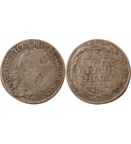 ALLEMAGNE, PRUSSE, FRIEDRICH II - 1/3 THALER ARGENT 1770 B BRESLAU