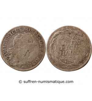 ALLEMAGNE, PRUSSE, FRIEDRICH II - 1/3 THALER ARGENT 1770 B BRESLAU