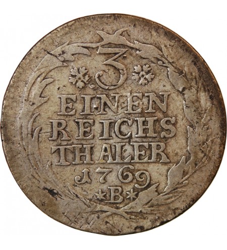 ALLEMAGNE, PRUSSE, FRIEDRICH II - 1/3 THALER ARGENT 1769 B BRESLAU