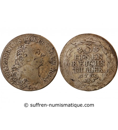 ALLEMAGNE, PRUSSE, FRIEDRICH II - 1/3 THALER ARGENT 1769 B BRESLAU