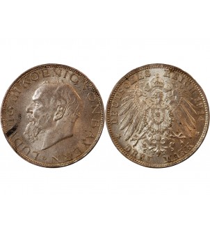 ALLEMAGNE, BAVIERE, LUDWIG III - 3 MARK ARGENT 1914 D MUNICH 2