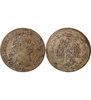 ALLEMAGNE, PRUSSE, FRIEDRICH II - 1/3 THALER ARGENT 1769 B BRESLAU 2