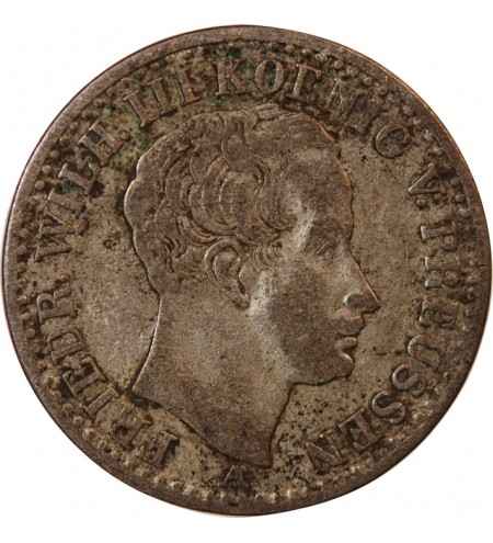 ALLEMAGNE, PRUSSE, FRIEDRICH WILHELM III - 1/6 THALER ARGENT 1826 A BERLIN