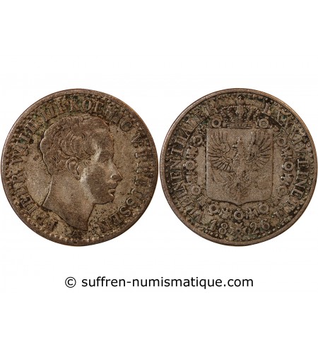 ALLEMAGNE, PRUSSE, FRIEDRICH WILHELM III - 1/6 THALER ARGENT 1826 A BERLIN