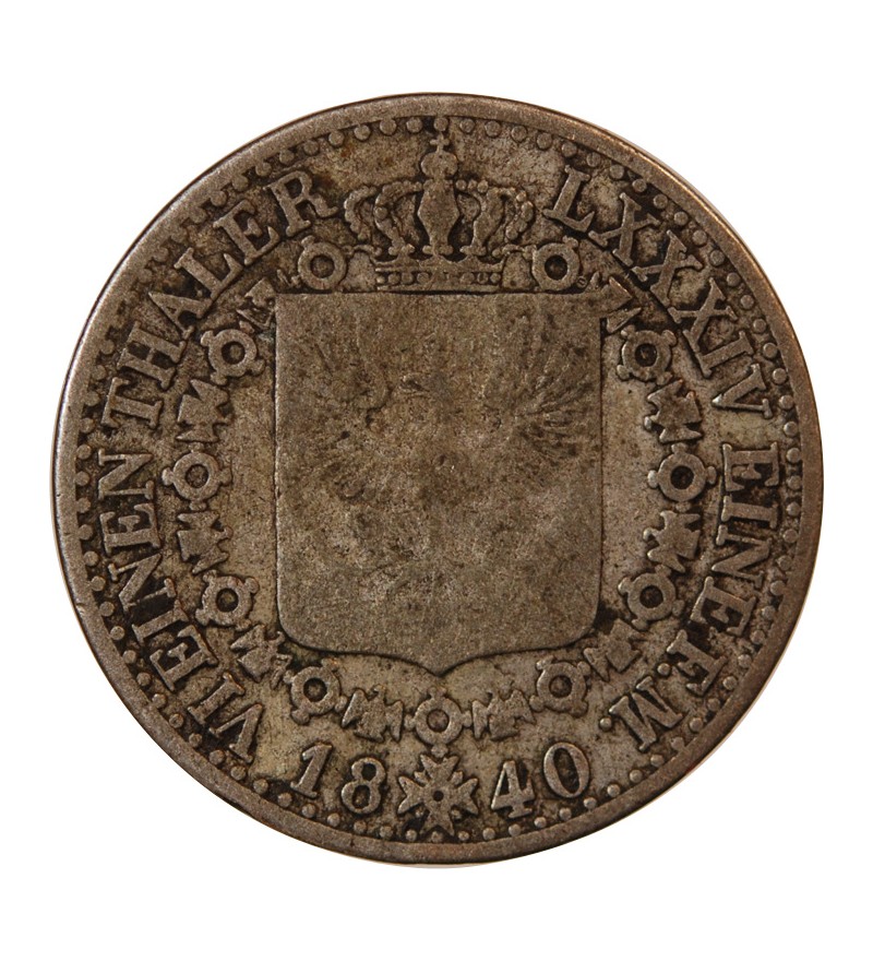 ALLEMAGNE, PRUSSE, FRIEDRICH WILHELM III - 1/6 THALER ARGENT 1840 D DÜSSELDORF