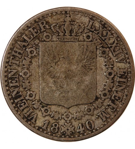 ALLEMAGNE, PRUSSE, FRIEDRICH WILHELM III - 1/6 THALER ARGENT 1840 D DÜSSELDORF