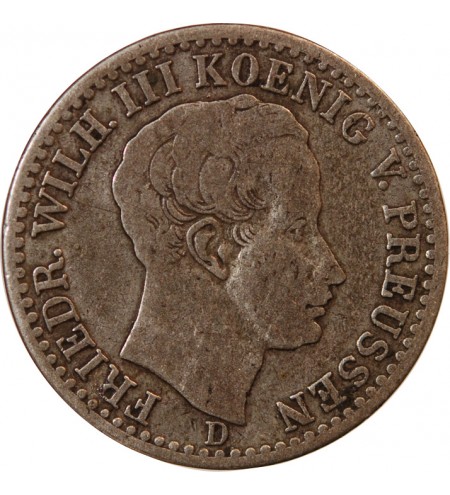 ALLEMAGNE, PRUSSE, FRIEDRICH WILHELM III - 1/6 THALER ARGENT 1840 D DÜSSELDORF