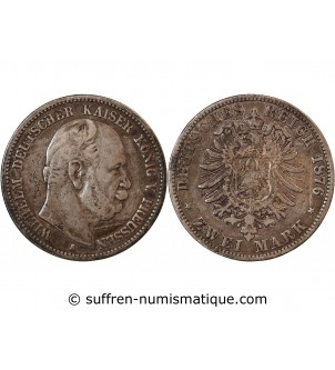 ALLEMAGNE, PRUSSE, WILHELM I - 2 MARK ARGENT 1876 A BERLIN
