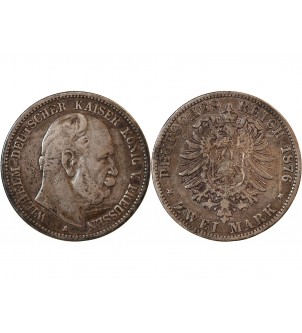 ALLEMAGNE, PRUSSE, WILHELM I - 2 MARK ARGENT 1876 A BERLIN 2