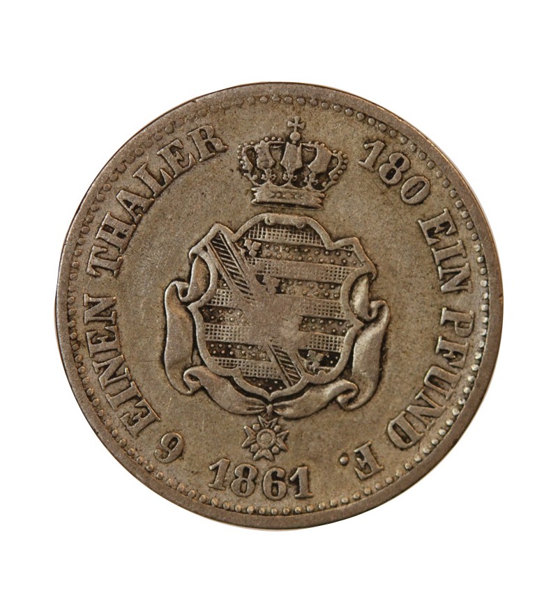 ALLEMAGNE, SAXE, JOHANN I - 1/6 THALER ARGENT 1861 B DRESDE