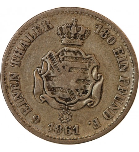 ALLEMAGNE, SAXE, JOHANN I - 1/6 THALER ARGENT 1861 B DRESDE