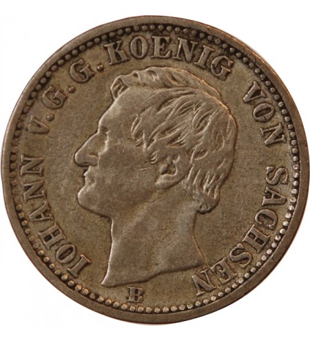 ALLEMAGNE, SAXE, JOHANN I - 1/6 THALER ARGENT 1861 B DRESDE