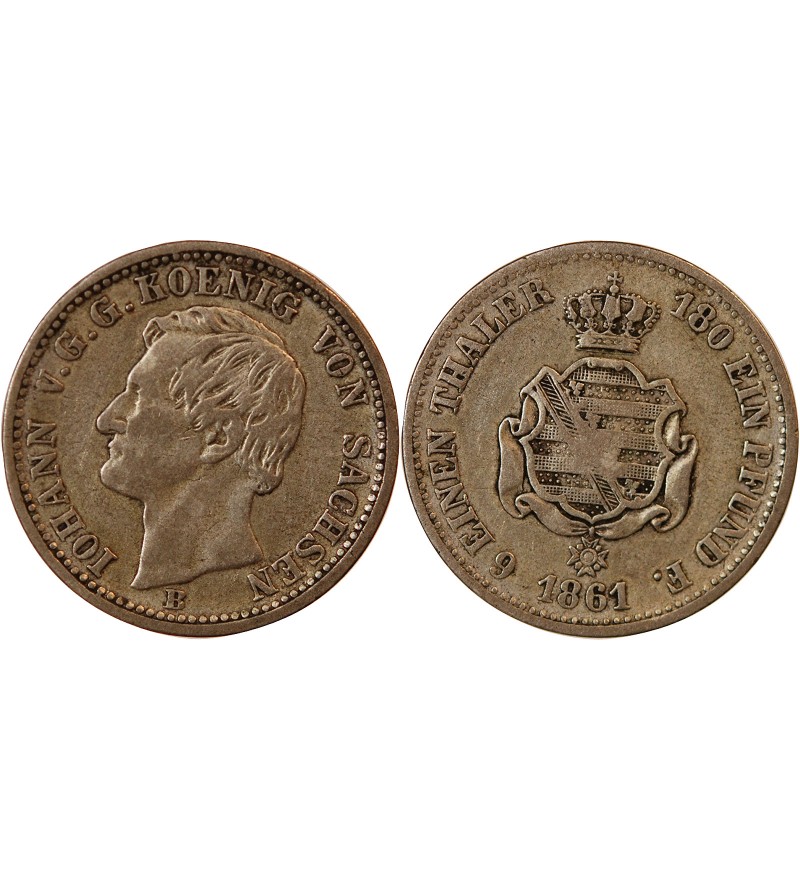 ALLEMAGNE, SAXE, JOHANN I - 1/6 THALER ARGENT 1861 B DRESDE