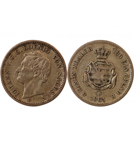 ALLEMAGNE, SAXE, JOHANN I - 1/6 THALER ARGENT 1861 B DRESDE