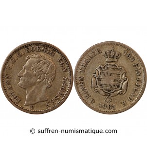ALLEMAGNE, SAXE, JOHANN I - 1/6 THALER ARGENT 1861 B DRESDE