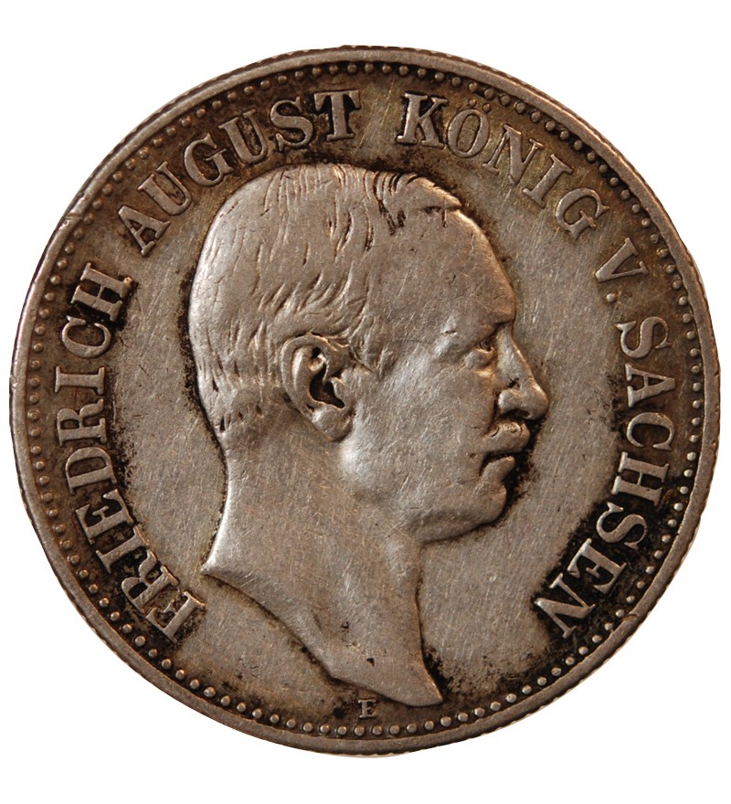 ALLEMAGNE, SAXE, FRIEDRICH AUGUST III - 2 MARK ARGENT 1907 E DRESDE