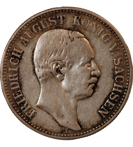 ALLEMAGNE, SAXE, FRIEDRICH AUGUST III - 2 MARK ARGENT 1907 E DRESDE