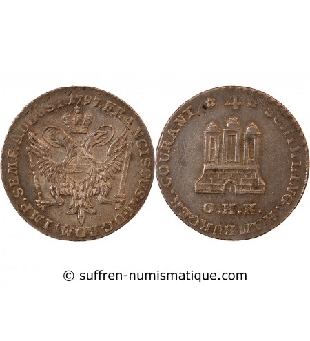 ALLEMAGNE, HAMBOURG - 4 SCHILLING COURANT ARGENT 1797 OHK