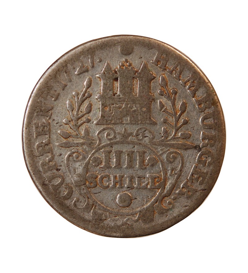 ALLEMAGNE, HAMBOURG, KARL VI - 4 SCHILLING ARGENT 1727 IHL