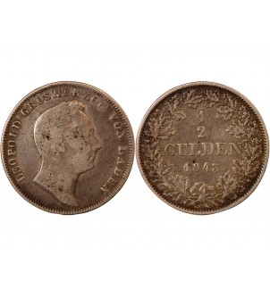 ALLEMAGNE, BADE, LEOPOLD I - 1/2 GULDEN ARGENT 1843 2