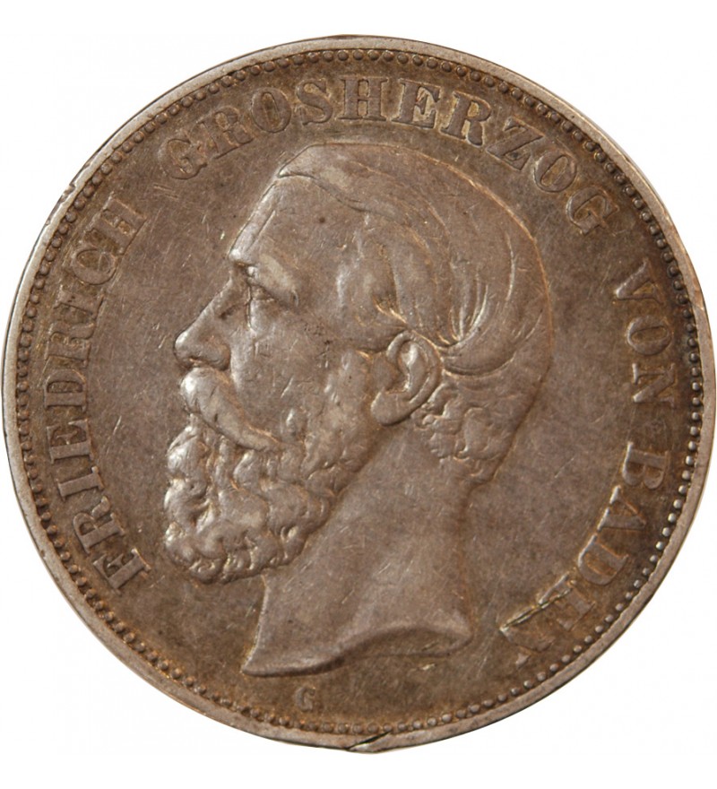 ALLEMAGNE, BADE, FRIEDRICH I - 5 MARK ARGENT 1891 G KARLSRUHE - Rare