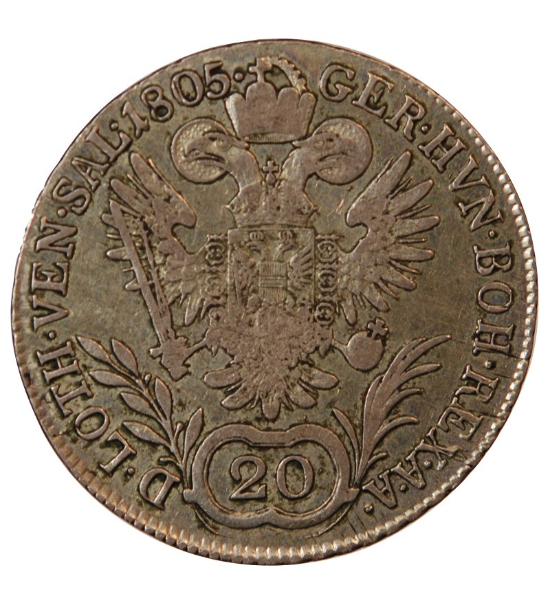 AUTRICHE, FRANÇOIS II - 20 KREUZER ARGENT 1805 B KREMNITZ