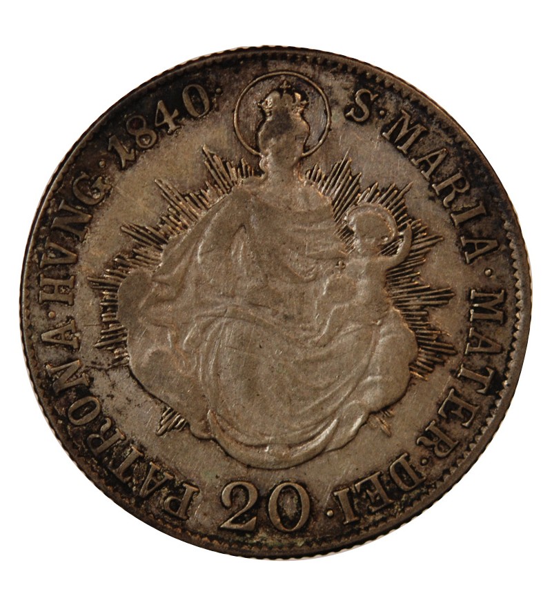 HONGRIE, FERDINAND V - 20 KRAJCZAR ARGENT 1840 B KREMNITZ