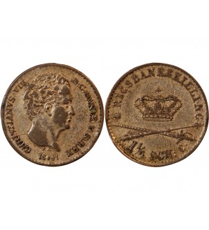 DANEMARK, CHRISTIAN VIII - 4 RIGSBANKSKILLING 1841 FK 2