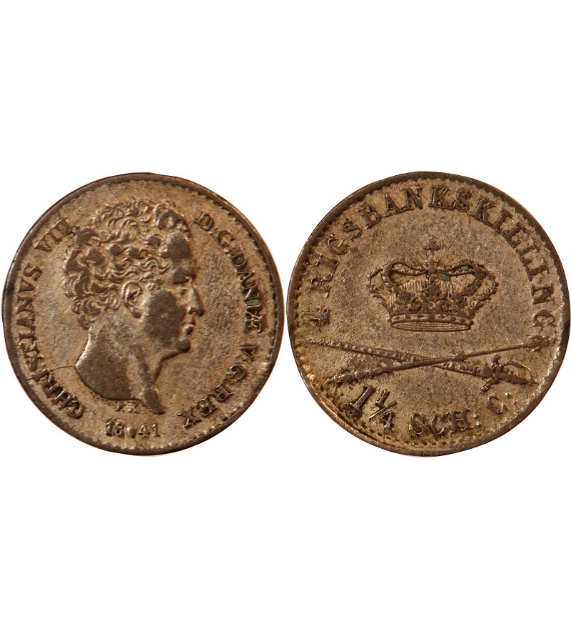 DANEMARK, CHRISTIAN VIII - 4 RIGSBANKSKILLING 1841 FK