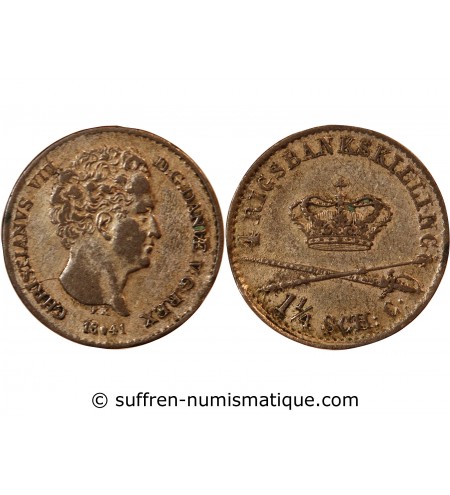 DANEMARK, CHRISTIAN VIII - 4 RIGSBANKSKILLING 1841 FK