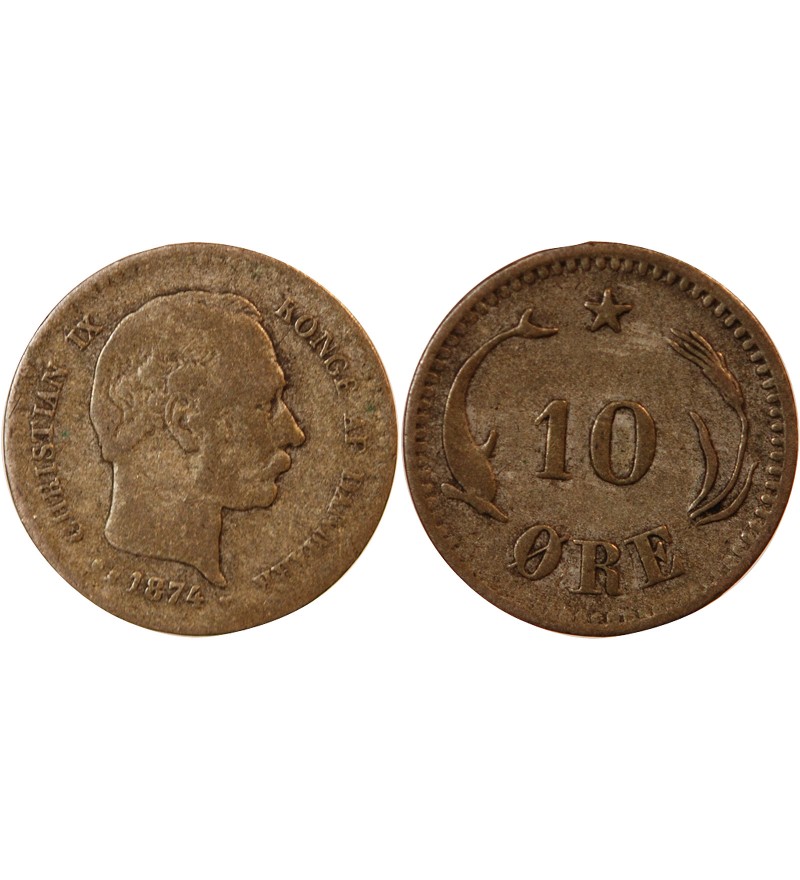 DANEMARK, CHRISTIAN IX - 10 ØRE 1874 CS