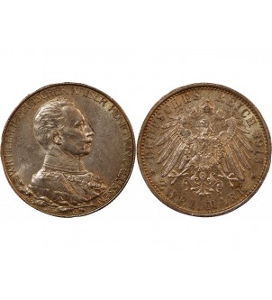 ALLEMAGNE, PRUSSE, WILHELM II - 2 MARK ARGENT 1913 A BERLIN 2