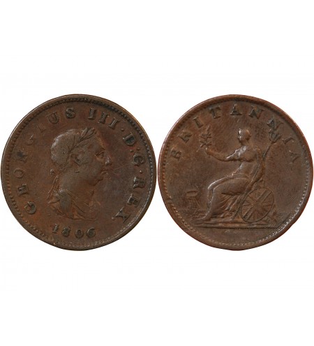 GRANDE-BRETAGNE, GEORGES III - 1/2 PENNY 1806